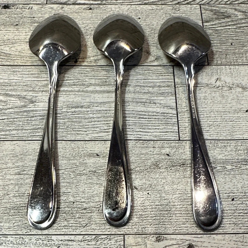 ONEIDA 1848 USA Stainless Steel Spoons Silver Tone Glossy 3PC Vintage